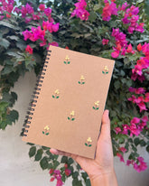 Minimal Yellow flower - Embroidered Notebook